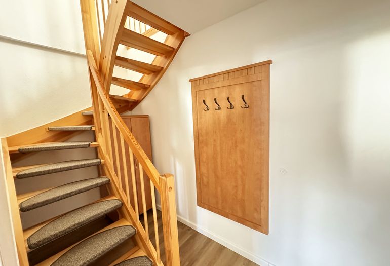 Treppe zum Obergeschoss der Ferienwohnung