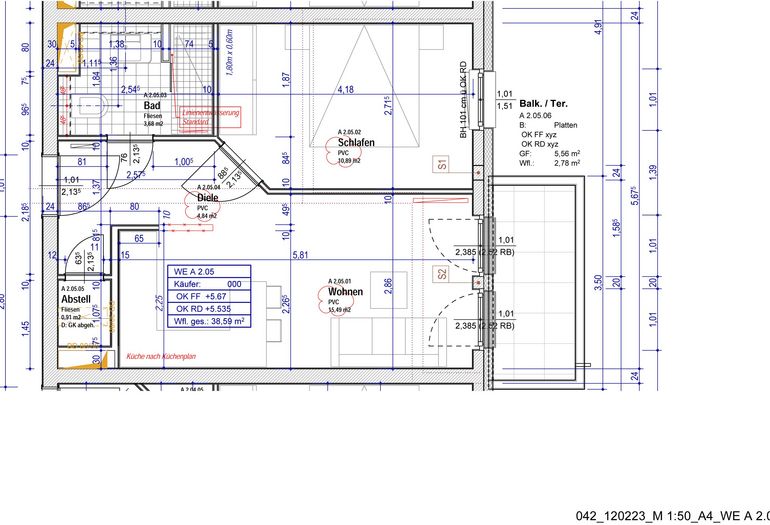 Grundriss der Whg 2.05
