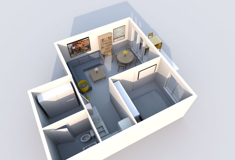 Grundriss der 2 Raumwohnung