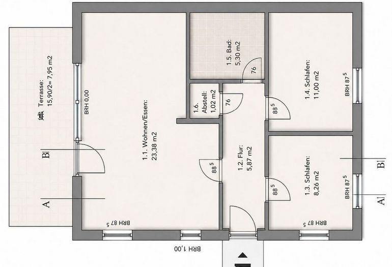 Haus Möwe Wohnung 01 - Grundriss Haus Möwe Wohnung 01 - Grundriss