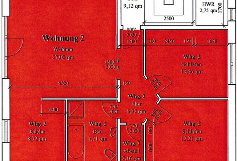 Grundriss der Wohnung 02 Grundriss der Wohnung 02