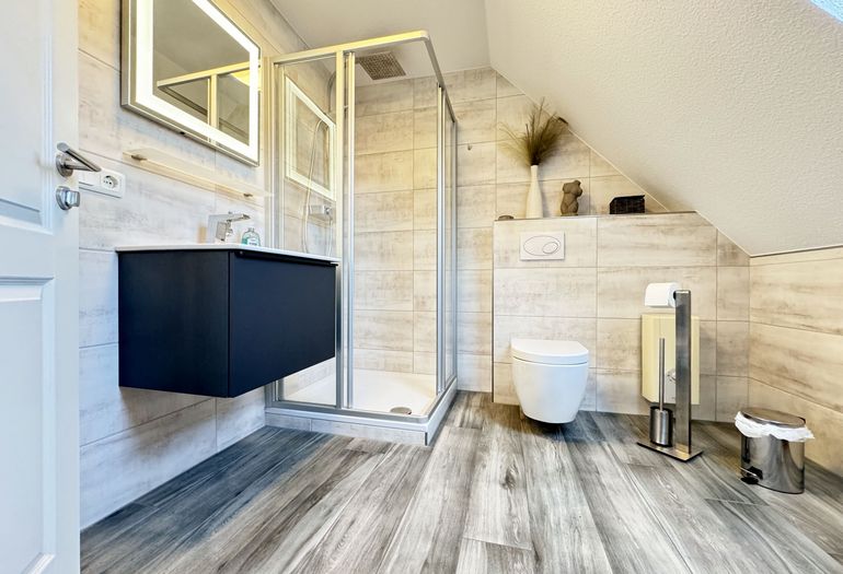 Blick auf die Dusche Blick auf die Dusche