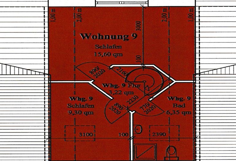 Grundriss der Wohnung 09 Obergeschoss Grundriss der Wohnung 09 Obergeschoss