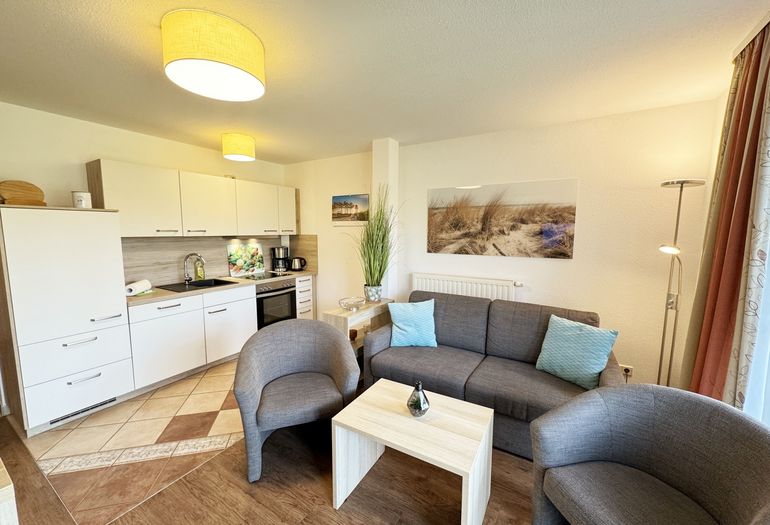 Wohn- und Kochbereich für schöne Urlaubsmomente Wohn- und Kochbereich für schöne Urlaubsmomente