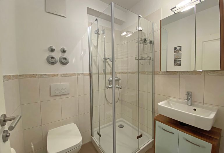 zweites Badezimmer mit Dusche und WC