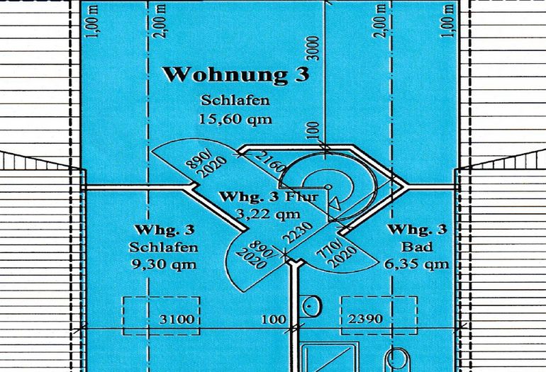 Grundriss der Wohnung 03 Obergeschoss Grundriss der Wohnung 03 Obergeschoss