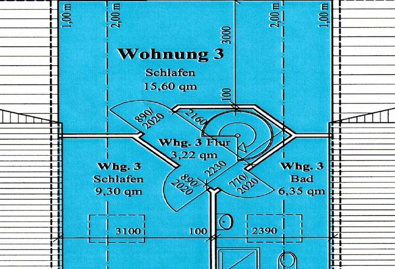 Grundriss der Wohnung 03 Obergeschoss Grundriss der Wohnung 03 Obergeschoss