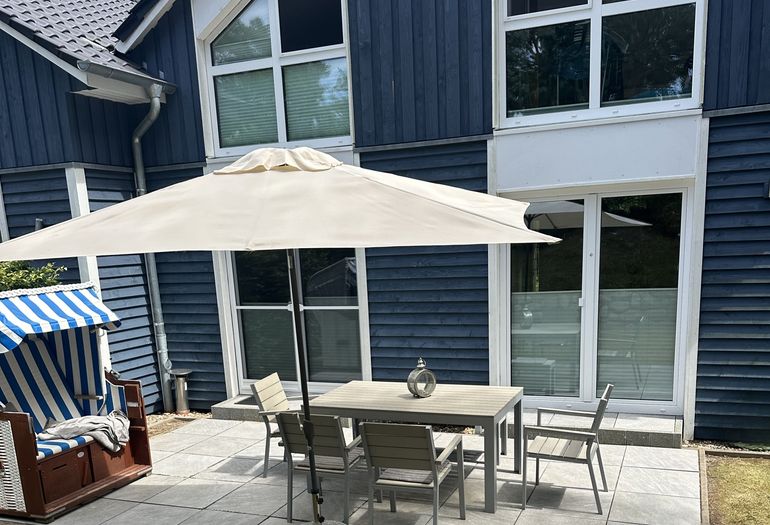 Ferienhaus Blaue Welle - Blick auf die Terrasse Ferienhaus Blaue Welle - Blick auf die Terrasse