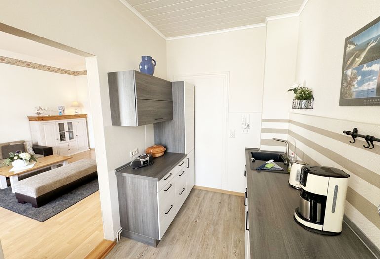 Küchenzeile mit Blick in den Wohnbereich Küchenzeile mit Blick in den Wohnbereich