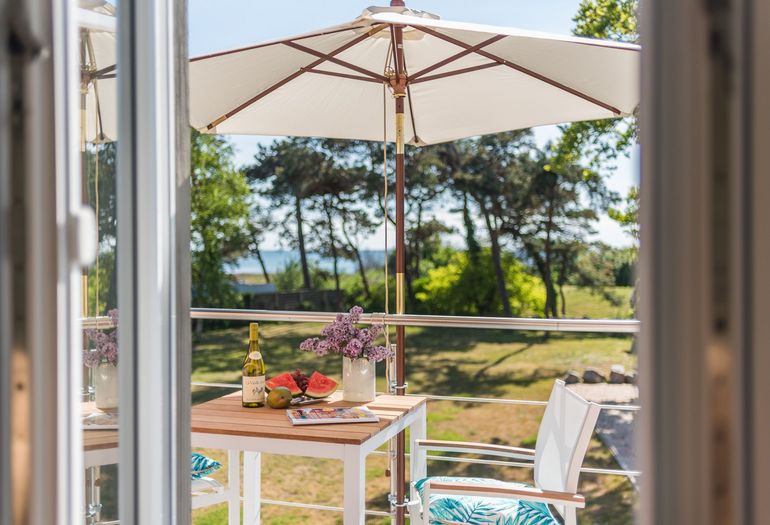 Blick auf den Balkon von der Wohnung 4