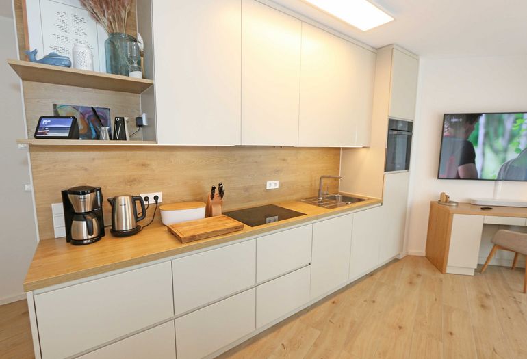 moderne Küchenzeile mit hochwertigen Miele-Geräten