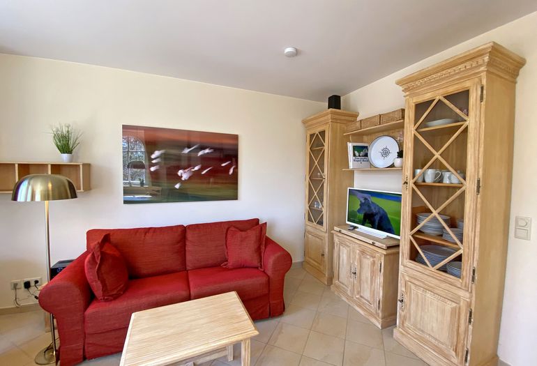 Wohnzimmer mit Couch und TV