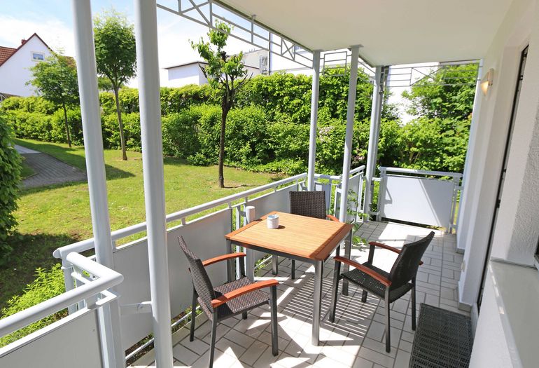 Blick vom Balkon ins Grüne