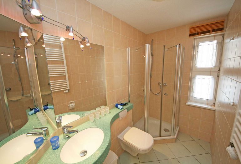 Badezimmer mit Dusche und WC