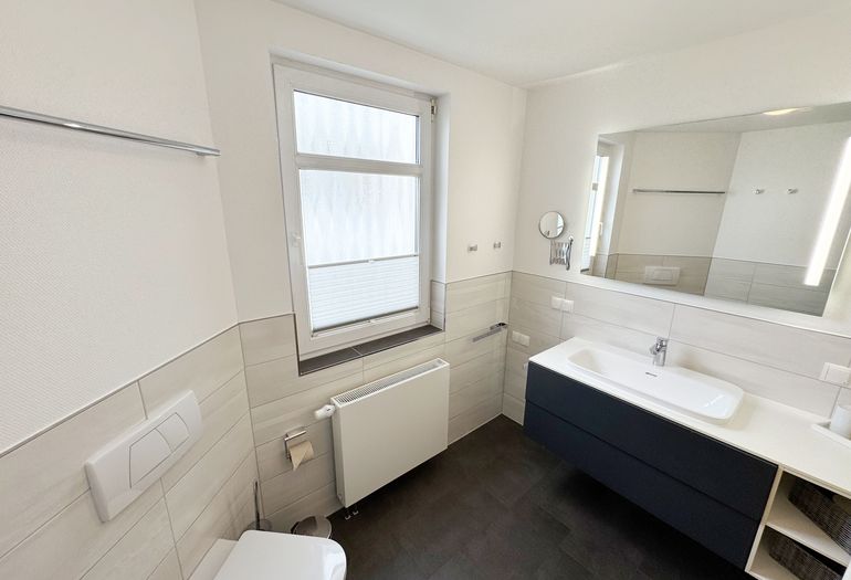 modernes Badezimmer mit Dusche und Waschplatz