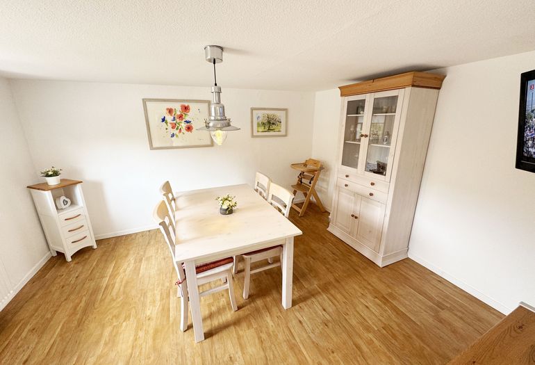 großes Esszimmer mit Flachbild-TV