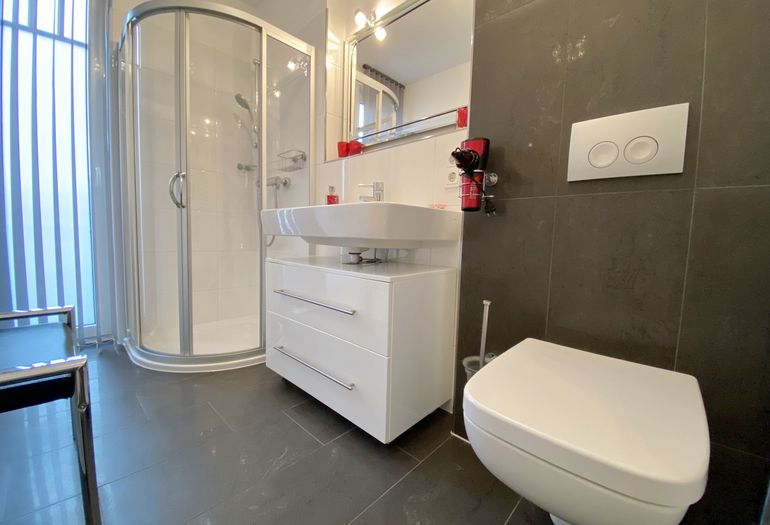 Badezimmer mit Dusche und WC