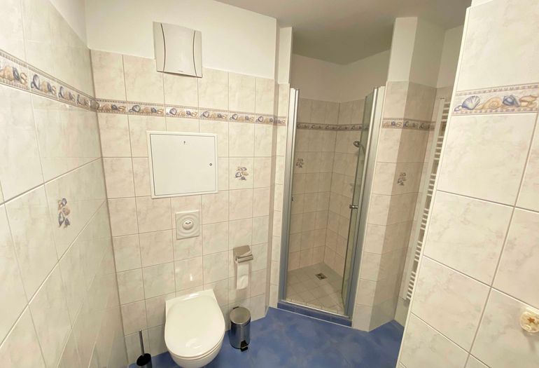 1. Badezimmer mit Dusche und WC